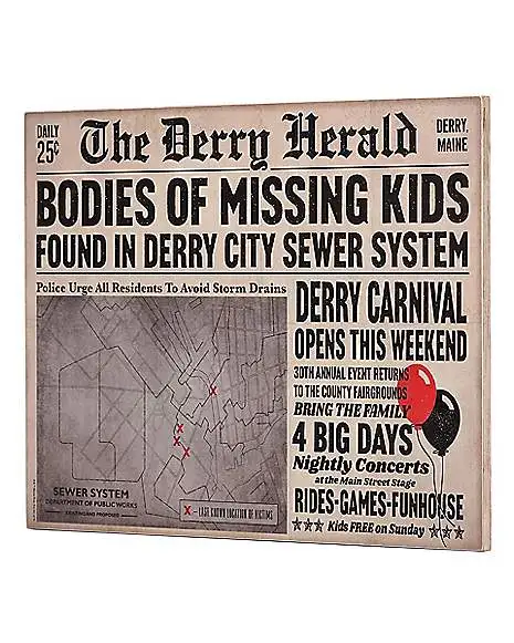 Spirit Halloween Derry Herald Newspaper Sign - It 5 Spirit Halloween Derry Herald Newspaper Sign - It - Image 3