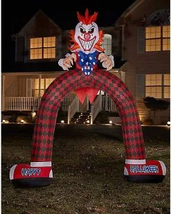 Spirit Halloween 12 Ft LED Scary Clown Archway Inflatable Decoration