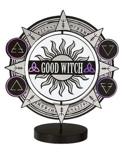 Spirit Halloween Spinning Bad Witch Good Witch Tabletop Sign