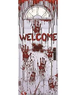Spirit Halloween Bloody Handprints Welcome Door Cover