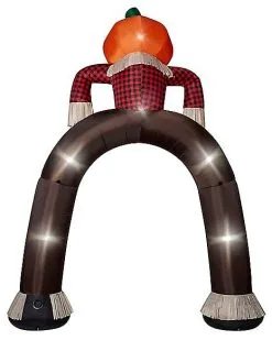 Spirit Halloween 12 Ft Light-Up Pumpkin Scarecrow Inflatable Archway -Spirit Halloween Boutique 01602218 c
