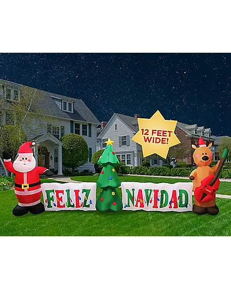 Spirit Halloween 4 Ft Light Up Feliz Navidad Inflatable Decoration 4 Spirit Halloween 4 Ft Light Up Feliz Navidad Inflatable Decoration - Image 3